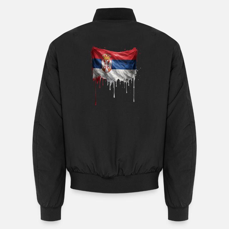 Serbia Flag Drop Graffiti Unisex Bomber Jacket