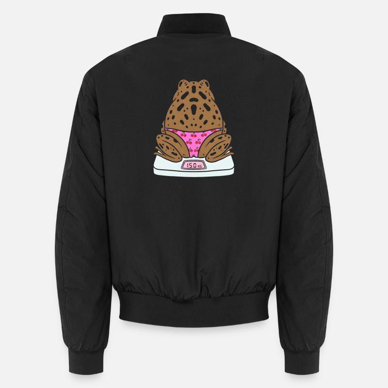 Frosch auf Waage mit Kirschen Unisex Bomberjacke