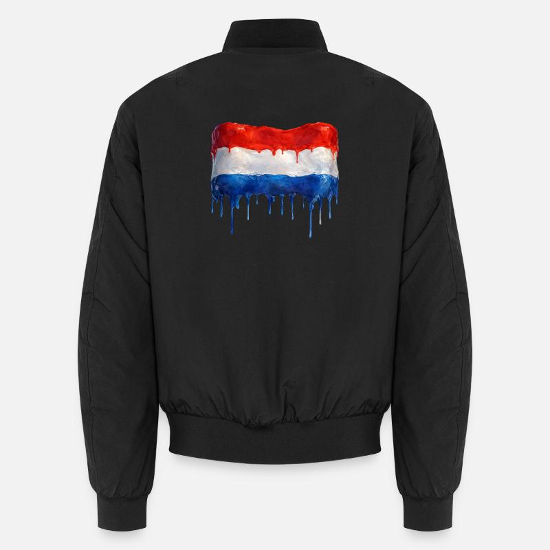 Drapeau néerlandais dégoulinant - Bomber unisexe - noir