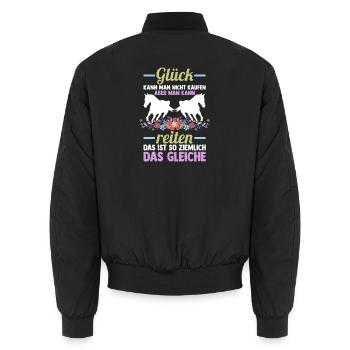 Reiten Pferdeliebhaber Reiterhof Pferde - Unisex Bomberjacke - Schwarz - Hinten - AI Model Male 185 light (185cm)