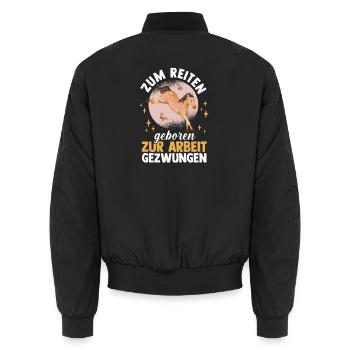 Reiten Pferdeliebhaber Reiterhof Pferde - Unisex Bomberjacke - Schwarz - Hinten - AI Model Male 185 light (185cm)