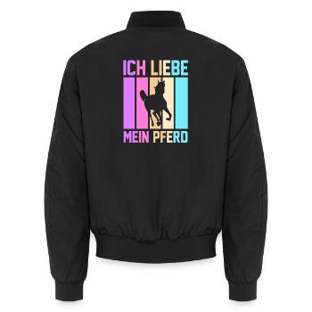 Reiten Pferdeliebhaber Reiterhof Pferde - Unisex Bomberjacke - Schwarz - Hinten - AI Model Male 185 light (185cm)