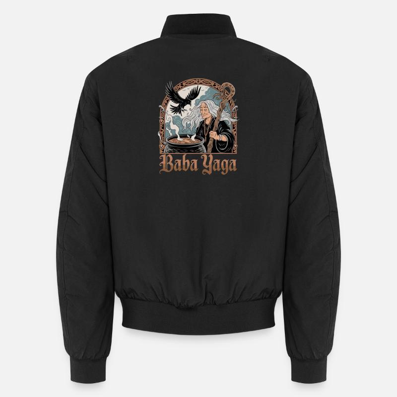Baba Yaga Slavic Witch Crow Cauldron Mythology Unisex Bomber Jacket