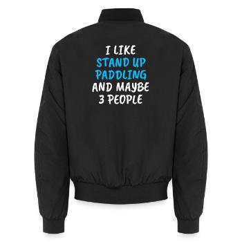 J’aime le paddle debout et peut-être 3 personnes - Bomber unisexe - noir - Dos - AI Model Male 185 light (185cm)