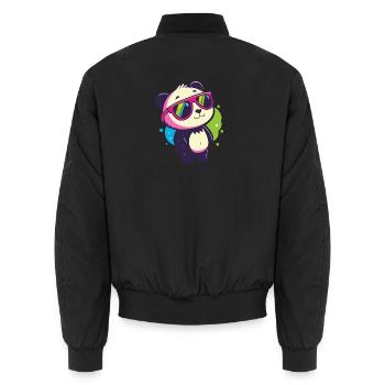 Niedliche Panda-Neonbrille - Unisex Bomberjacke - Schwarz - Hinten - AI Model Male 185 light (185cm)