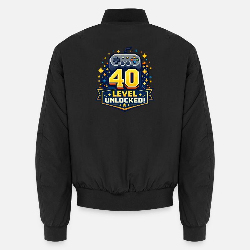 40 Level Freigeschaltet Retro Controller - Unisex Bomberjacke - Schwarz