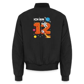 Ich bin 12 Astronaut Weltraum Geburtstag - Unisex Bomberjacke - Schwarz - Hinten - AI Model Male 185 light (185cm)