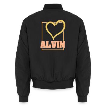 Alvi as love - Unisex Bomber Jacket - black - Back - AI Model Male 185 light (185cm)
