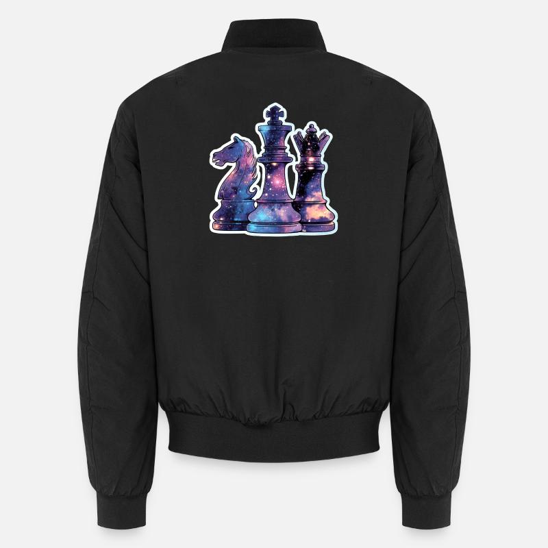 Chess Pieces in Space – Galaxy Nebe Unisex Bomber Jacket
