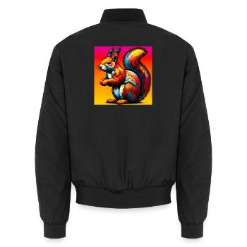 squirrel - Unisex Bomber Jacket - black - Back - AI Model Male 185 light (185cm)