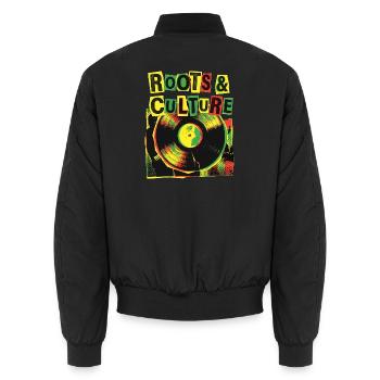 Roots And Culture Reggae - Unisex Bomber Jacket - black - Back - AI Model Male 185 light (185cm)