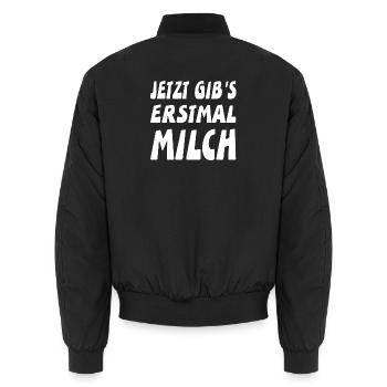 Milch - Unisex Bomberjacke - Schwarz - Hinten - AI Model Male 185 light (185cm)