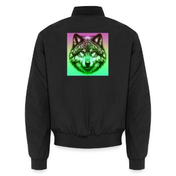 Wolf - Unisex Bomberjacke - Schwarz - Hinten - AI Model Male 185 light (185cm)