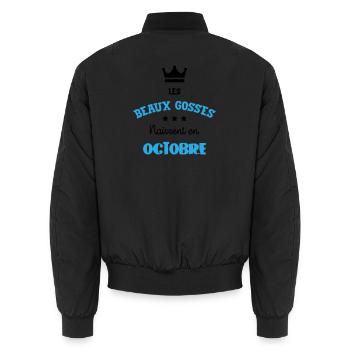 Les Beaux Gosses Naissent en Octobre Humour - Bomber unisexe - noir - Dos - AI Model Male 185 light (185cm)