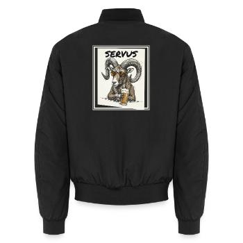 Bier Mufflon - Unisex Bomberjacke - Schwarz - Hinten - AI Model Male 185 light (185cm)