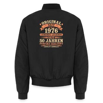Original 1976 – Legendär & Vintage 50. Geburtstag - Unisex Bomberjacke - Schwarz - Hinten - AI Model Male 185 light (185cm)