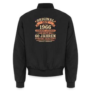 Original 1966 – Legendär & Vintage 60. Geburtstag - Unisex Bomberjacke - Schwarz - Hinten - AI Model Male 185 light (185cm)