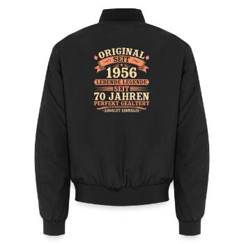 Original 1956 – Legendär & Vintage 70. Geburtstag - Unisex Bomberjacke - Schwarz - Hinten - AI Model Male 185 light (185cm)