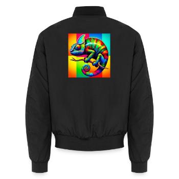 Chamäleon - Unisex Bomberjacke - Schwarz - Hinten - AI Model Male 185 light (185cm)