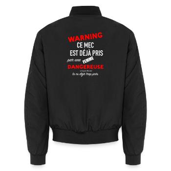 Humour homme couple femme jalouse saint valentin - Bomber unisexe - noir - Dos - AI Model Male 185 light (185cm)
