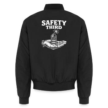 La sécurité avant tout ! Sarcastique du 4 juillet Sicherh - Bomber unisexe - noir - Dos - AI Model Male 185 light (185cm)