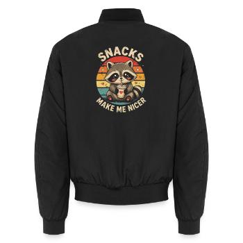 Les snacks de raton laveur me donnent faim de raton laveur mignon - Bomber unisexe - noir - Dos - AI Model Male 185 light (185cm)