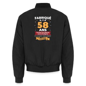 Fabriqué il y a 58 ans - Bomber unisexe - noir - Dos - AI Model Male 185 light (185cm)