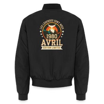 Légende Née Avril 1975 Édition Limitée - Bomber unisexe - noir - Dos - AI Model Male 185 light (185cm)