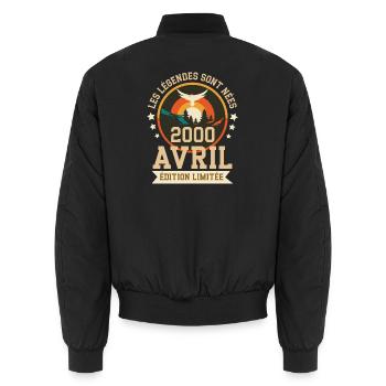 Légende Née Avril 2000 Édition Limitée - Bomber unisexe - noir - Dos - AI Model Male 185 light (185cm)