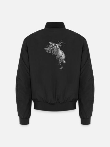 Graustufen Katzenschnurrer Blick - Unisex Bomberjacke - Schwarz