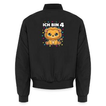 Ich bin 4 - Süßes Löwe zum 4. Geburtstag - Unisex Bomberjacke - Schwarz - Hinten - AI Model Male 185 light (185cm)