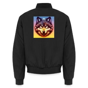 Wolf - Unisex Bomberjacke - Schwarz - Hinten - AI Model Male 185 light (185cm)