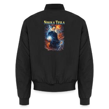 Nikola Portrait - Unisex Bomber Jacket - black - Back - AI Model Male 185 light (185cm)