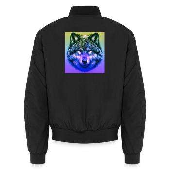Wolf - Unisex Bomberjacke - Schwarz - Hinten - AI Model Male 185 light (185cm)