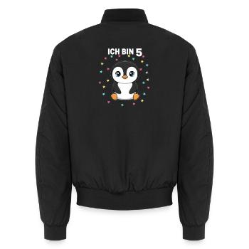 Ich bin 5 - Süßes Pinguin zum 5. Geburtstag - Unisex Bomberjacke - Schwarz - Hinten - AI Model Male 185 light (185cm)