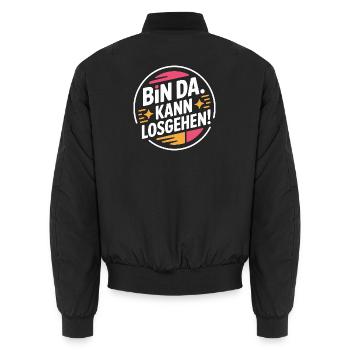 Bin Da Kann Losgehen JGA Büro Malle Festival Party - Unisex Bomberjacke - Schwarz - Hinten - AI Model Male 185 light (185cm)