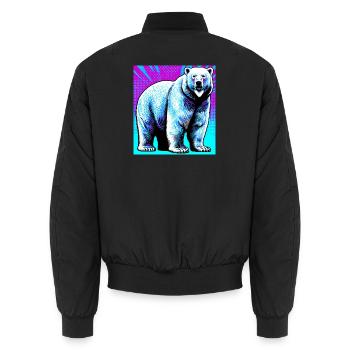 polar bear - Unisex Bomber Jacket - black - Back - AI Model Male 185 light (185cm)