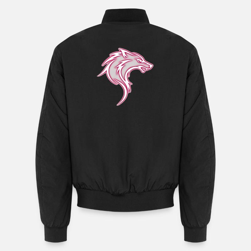 Aggressiver, rosafarbener, stilisierter Stammeswolf Unisex Bomberjacke