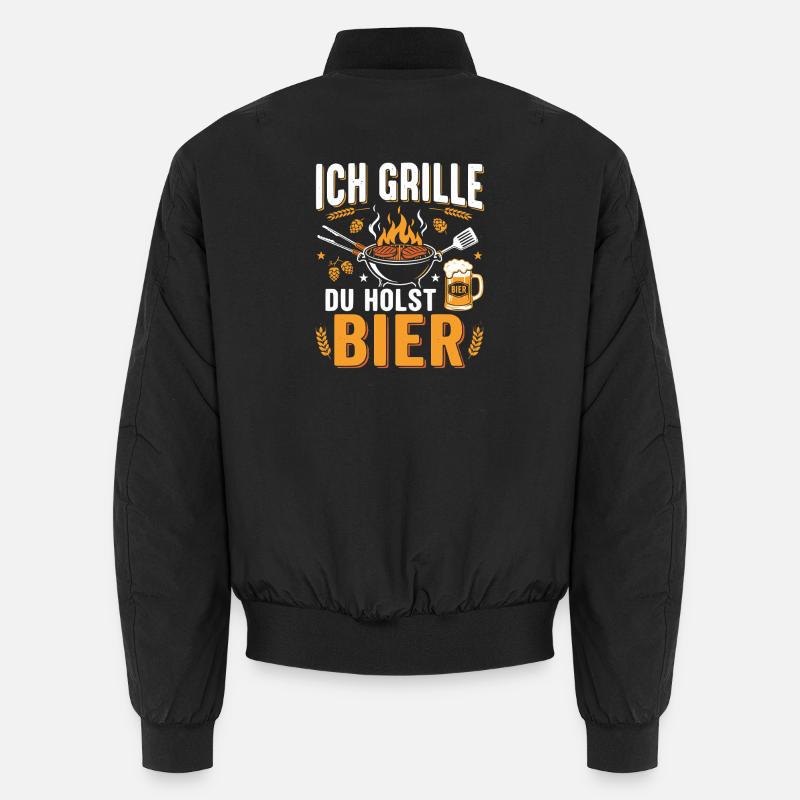 Ich grille du holst Bier Grillmeister Spruch Unisex Bomberjacke