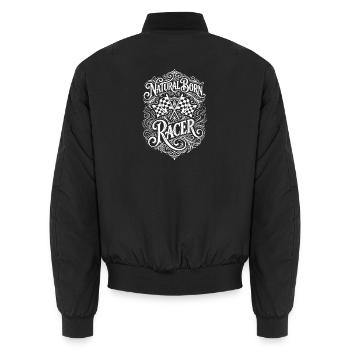 Natural Born Racer Flaggen Weiß - Unisex Bomberjacke - Schwarz - Hinten - AI Model Male 185 light (185cm)