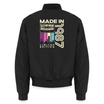 Jahrgang 1987 Retro Vintage Geburtstag Geschenk - Unisex Bomberjacke - Schwarz - Hinten - AI Model Male 185 light (185cm)