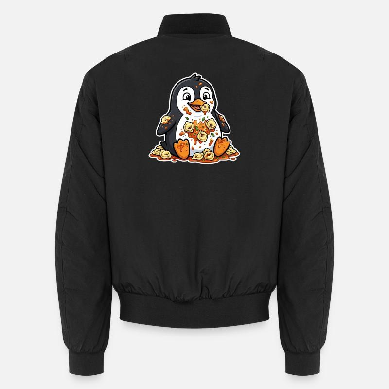 Pingouin mignon avec Tortellini Chaos - Bomber unisexe - noir