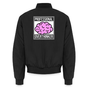 Professional Overthinker Lustig Grübeln Angst Logo - Unisex Bomberjacke - Schwarz - Hinten - AI Model Male 185 light (185cm)