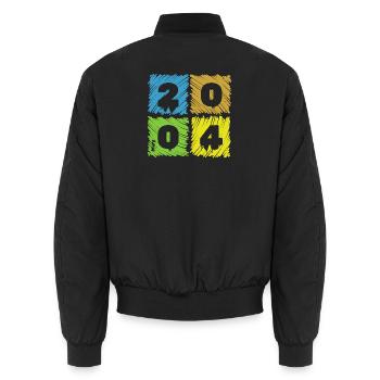22. Geburtstag Farbige Patches since 05/2004 - Unisex Bomber Jacket - black - Back - AI Model Male 185 light (185cm)