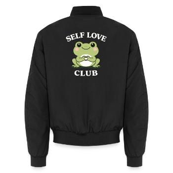 Self Love Frosch Shirt Cute Motivation - Unisex Bomberjacke - Schwarz - Hinten - AI Model Male 185 light (185cm)