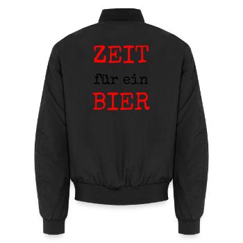 Zeit für ein Bier – Lustiges Spruchdesign - Unisex Bomberjacke - Schwarz - Hinten - AI Model Male 185 light (185cm)