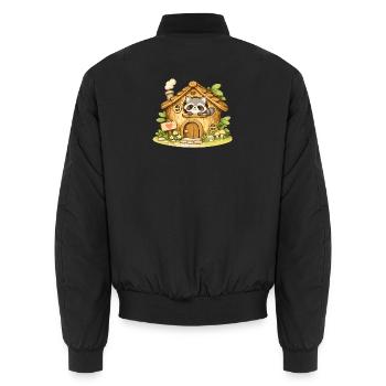 Cuddly Waldhaus Raccoon - Unisex Bomber Jacket - black - Back - AI Model Male 185 light (185cm)