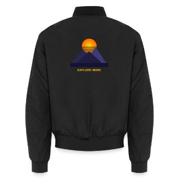 Explore More - Geometric Mountain Art - Unisex Bomberjacke - Schwarz - Hinten - AI Model Male 185 light (185cm)