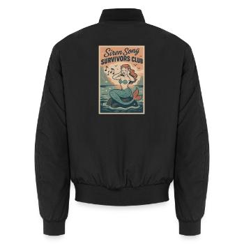 Siren Song Survived | Mermaid Myth - Unisex Bomber Jacket - black - Back - AI Model Male 185 light (185cm)
