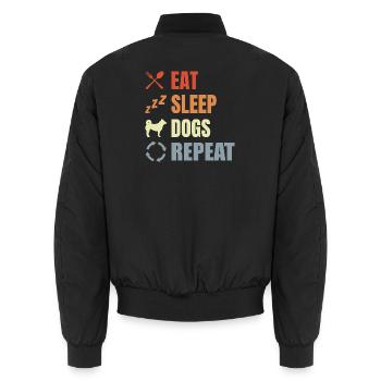 Dog Owner Routine - Unisex Bomber Jacket - black - Back - AI Model Male 185 light (185cm)